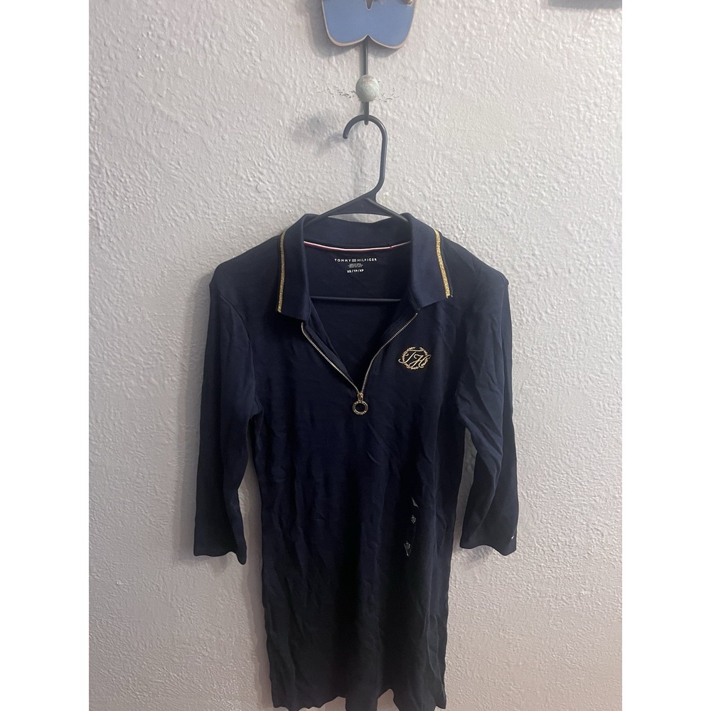 Tommy Hilfiger Dress Womens Navy Blue Size XS Logo